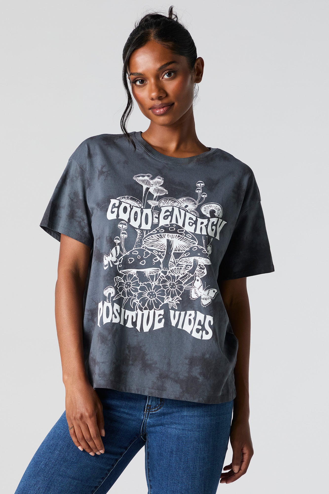 Good Energy Graphic Tie Dye Boyfriend T-Shirt