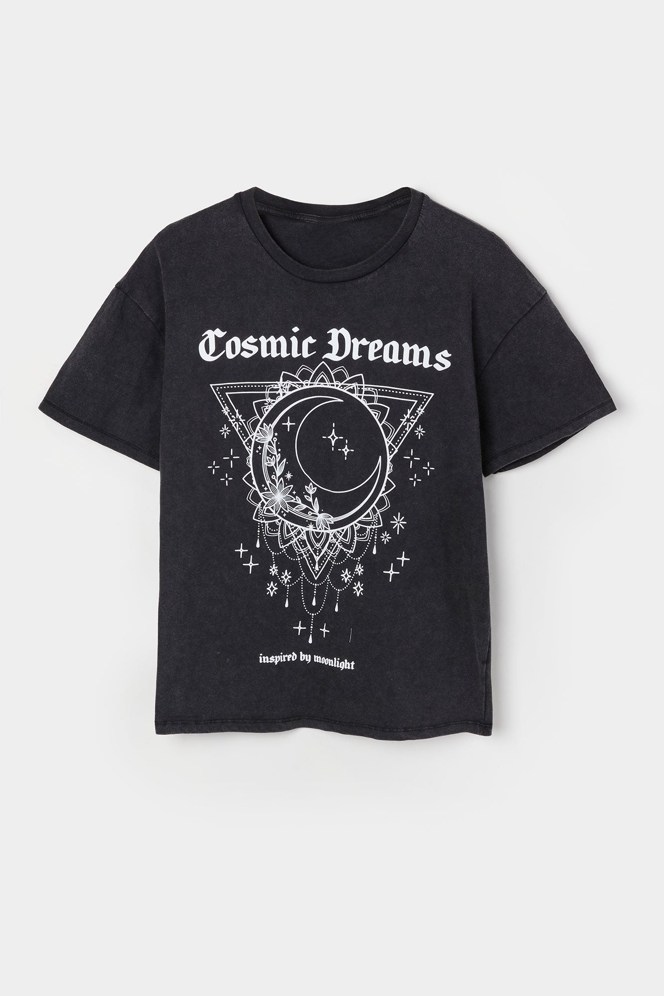 T-shirt de coupe garçonne délavé à imprimé Cosmic Dreams