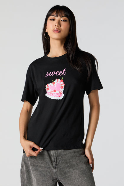 T-shirt de coupe garçonne à imprimé Sweet Cake