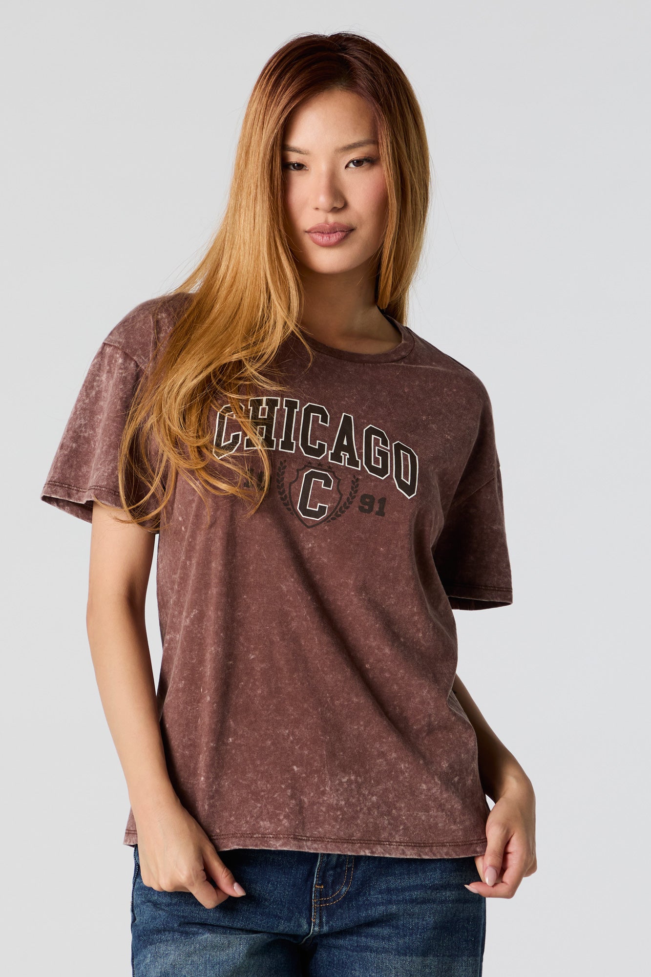 Chicago Graphic Washed Boyfriend T-Shirt