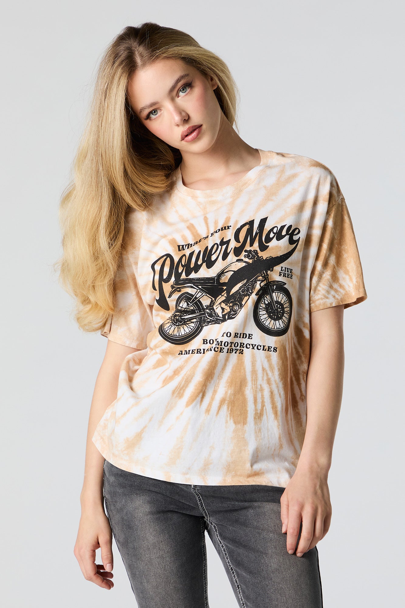 T-shirt noué-teint à imprimé Born to Ride