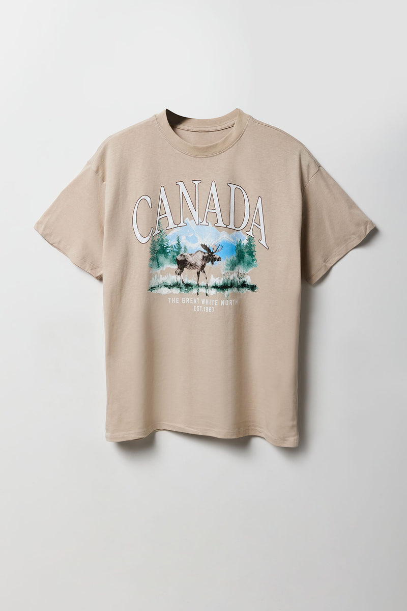 T-shirt coupe garçonne à imprimé Canada