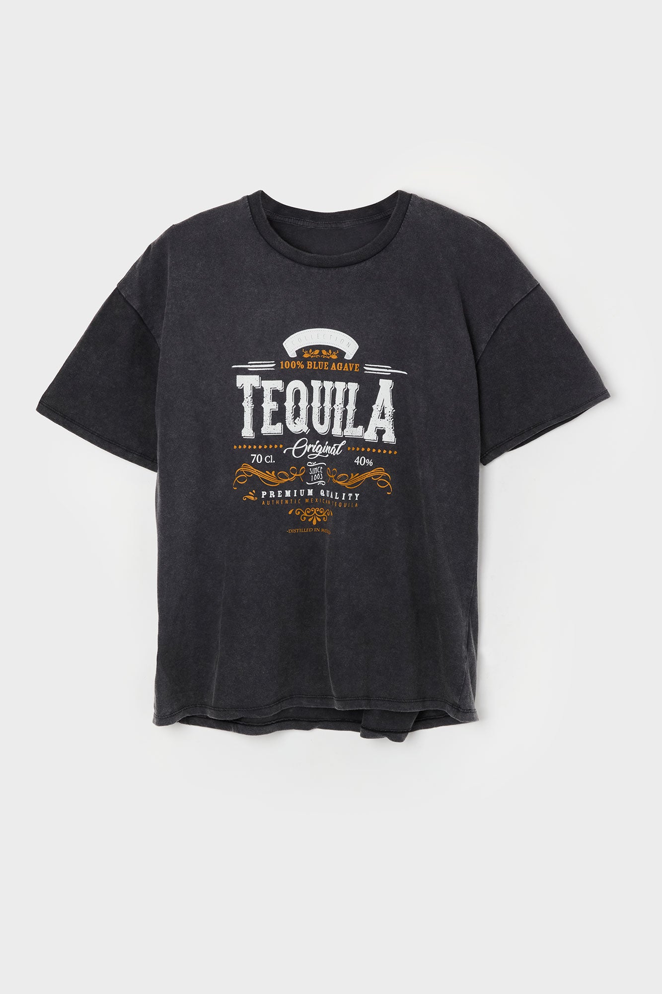 T-shirt de coupe garçonne délavé à imprimé Tequila