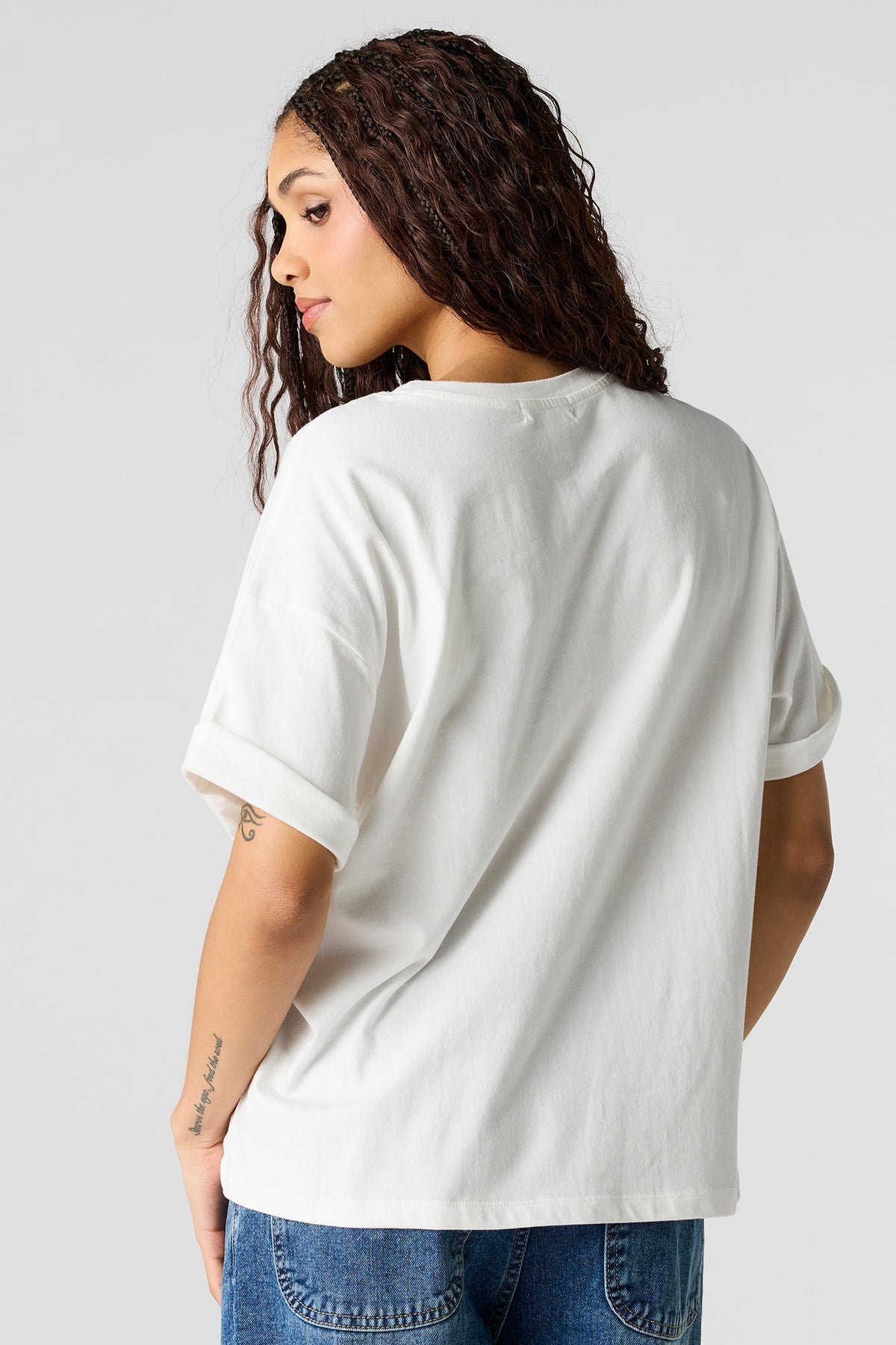 Alt View 2. Rhinestone Graphic Boyfriend T-Shirt - Ivory