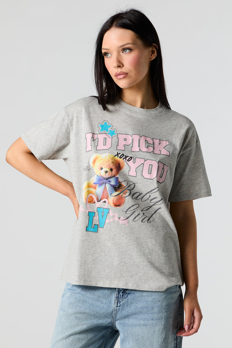 T-shirt de coupe garçonne à imprimé Teddy Bear