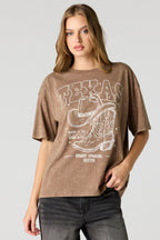 T-shirt de coupe garçonne délavé imprimé