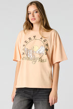 T-shirt de coupe garçonne délavé imprimé