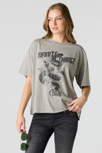 T-shirt de coupe garçonne délavé imprimé
