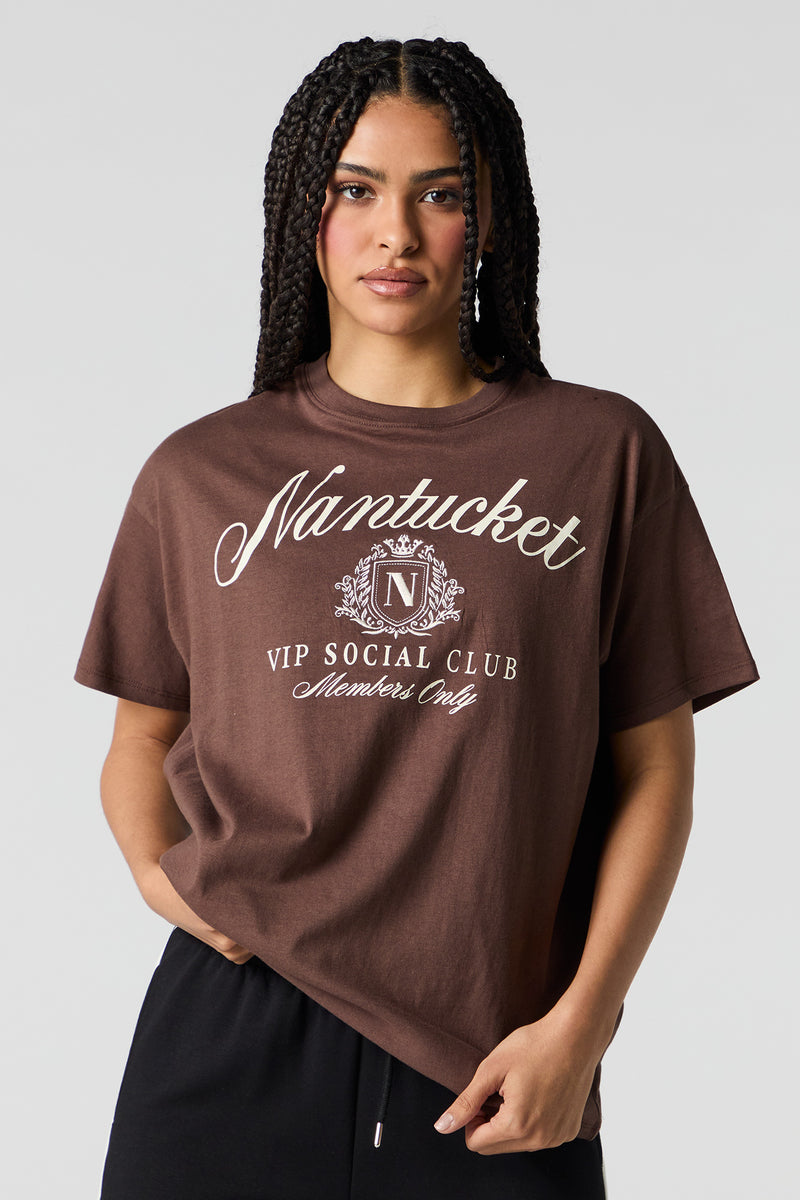 T-shirt de coupe garçonne à imprimé Destination