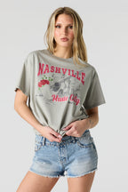 T-shirt de coupe garçonne délavé imprimé