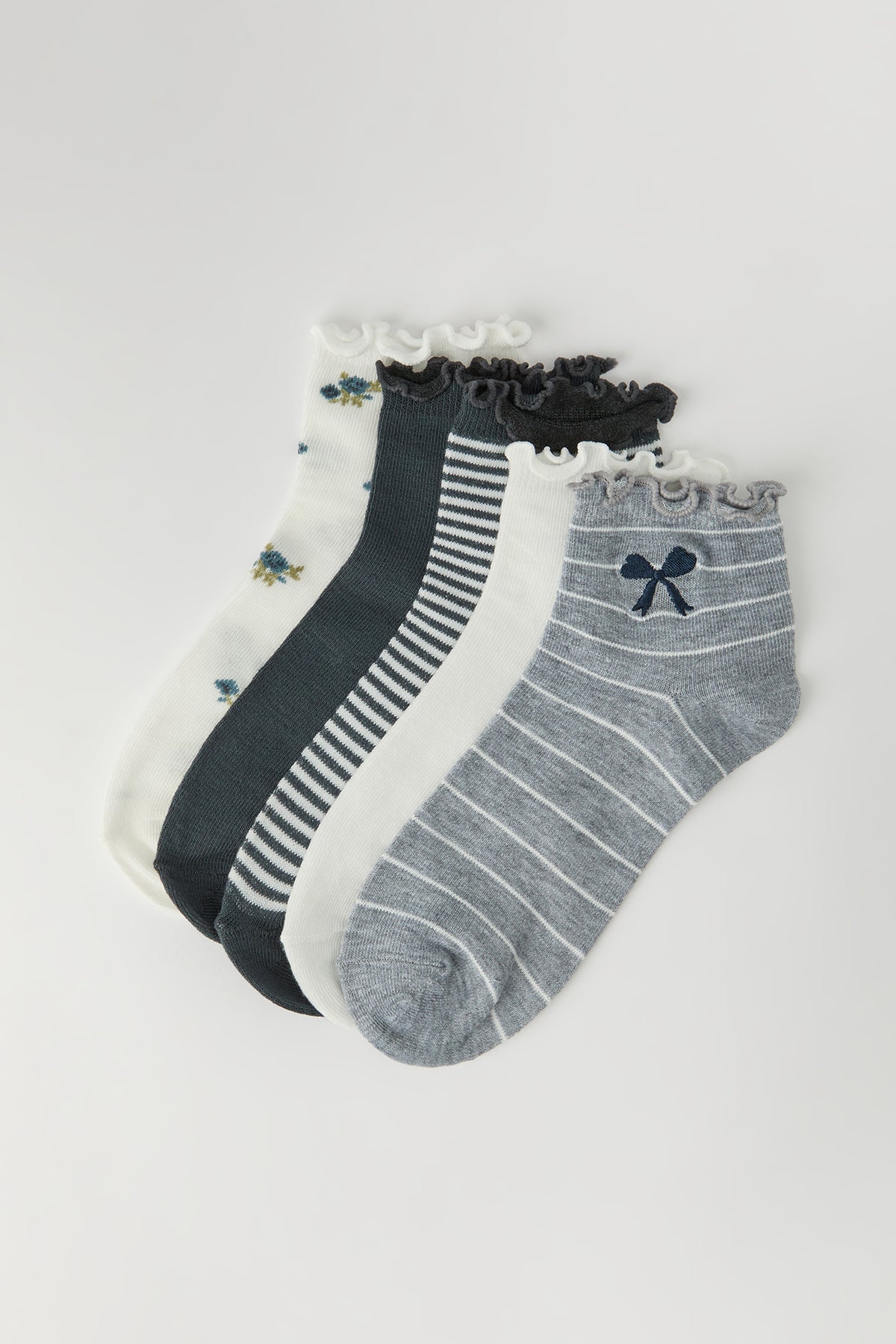 Ruffle Socks (5 Pack) - Heather Grey