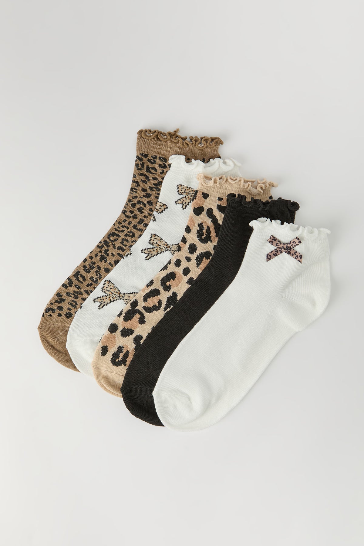 Ruffle Socks (5 Pack) - Leopard