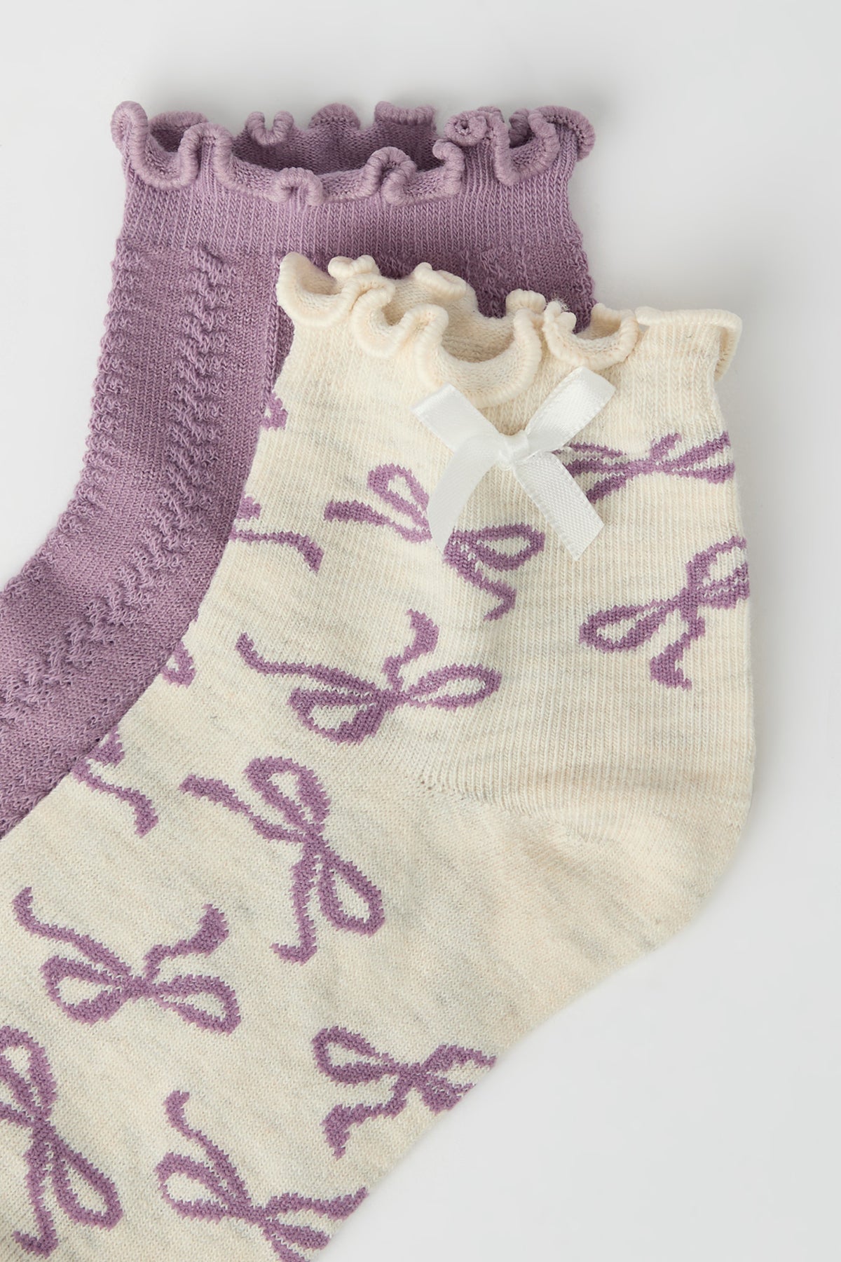 Alt View 2. Bow Ruffle Socks (5 Pack) - Purple
