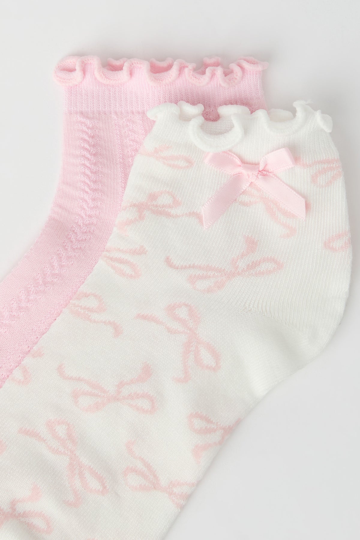 Alt View 2. Bow Ruffle Socks (5 Pack) - Pink