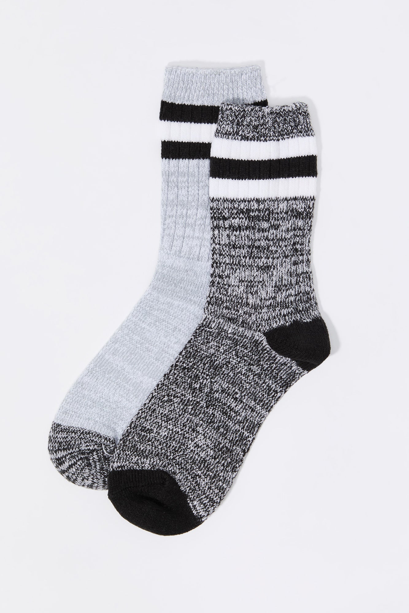 Soft Knit Striped Crew Socks (2 Pack)