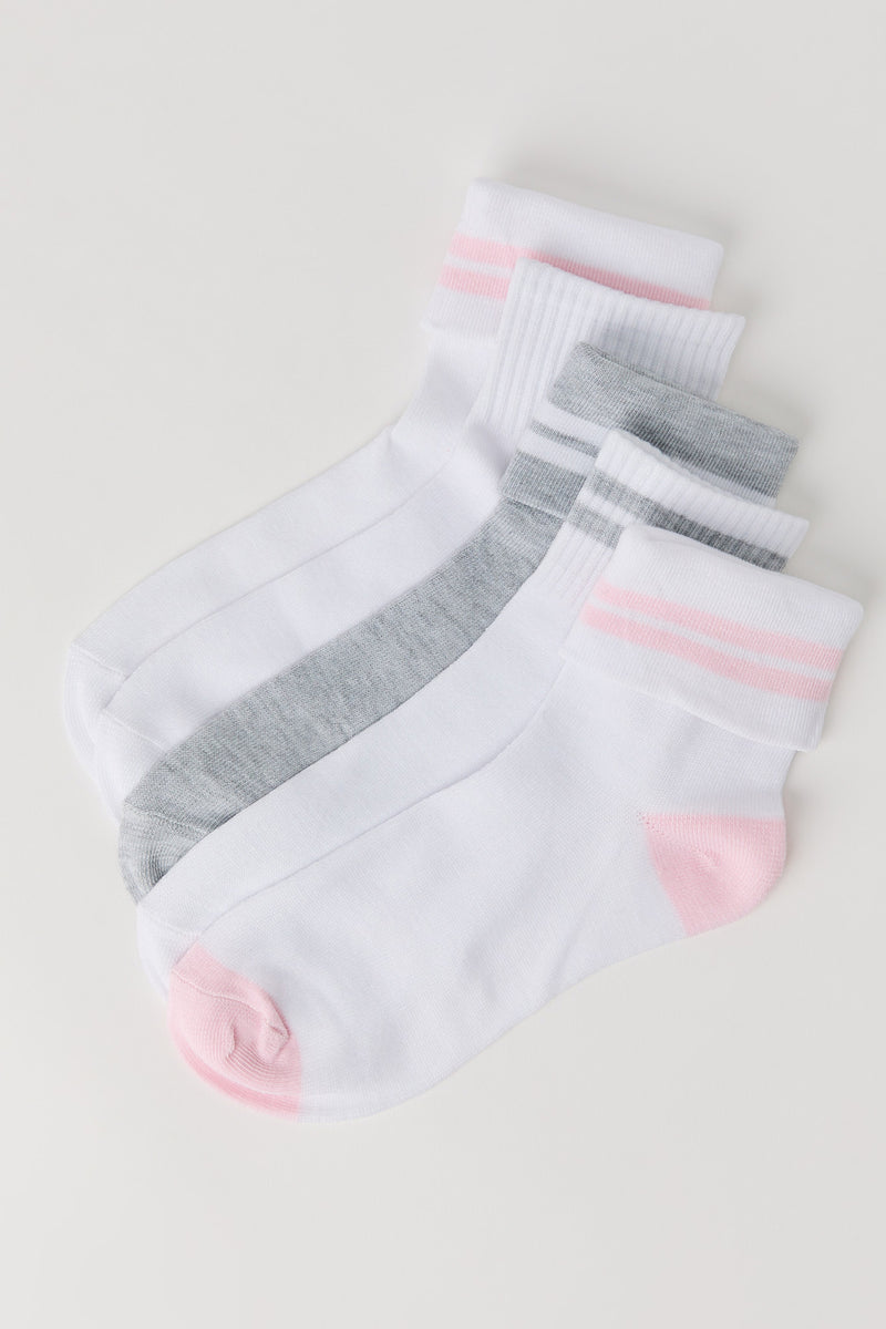 Chaussettes un quart à revers rayé (paquet de 5)