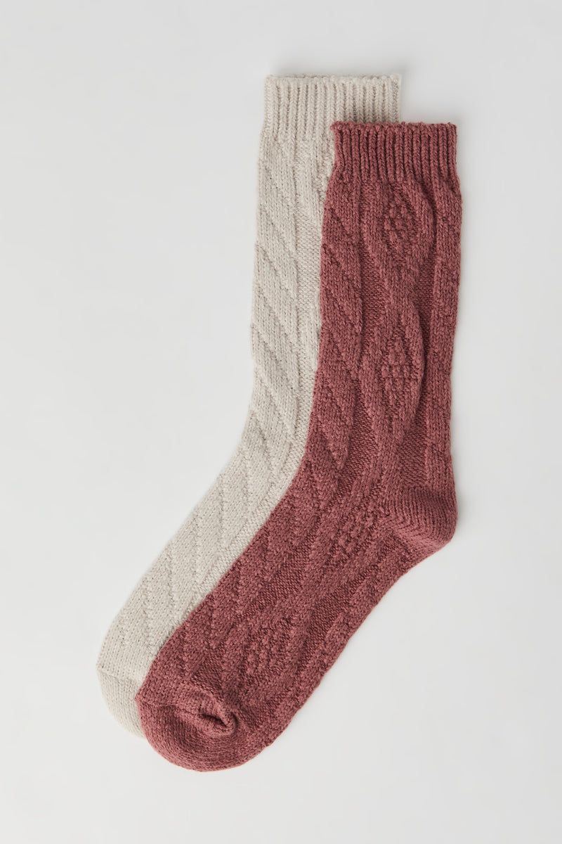 Chaussettes douces en tricot torsadé (2 paires)