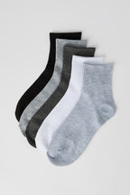 Ribbed Cuff Quarter Socks (5 Pack)
