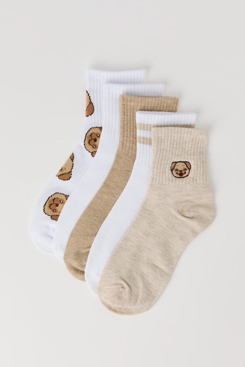 Chaussettes un quart à broderie de bestiole (paquet de 5)