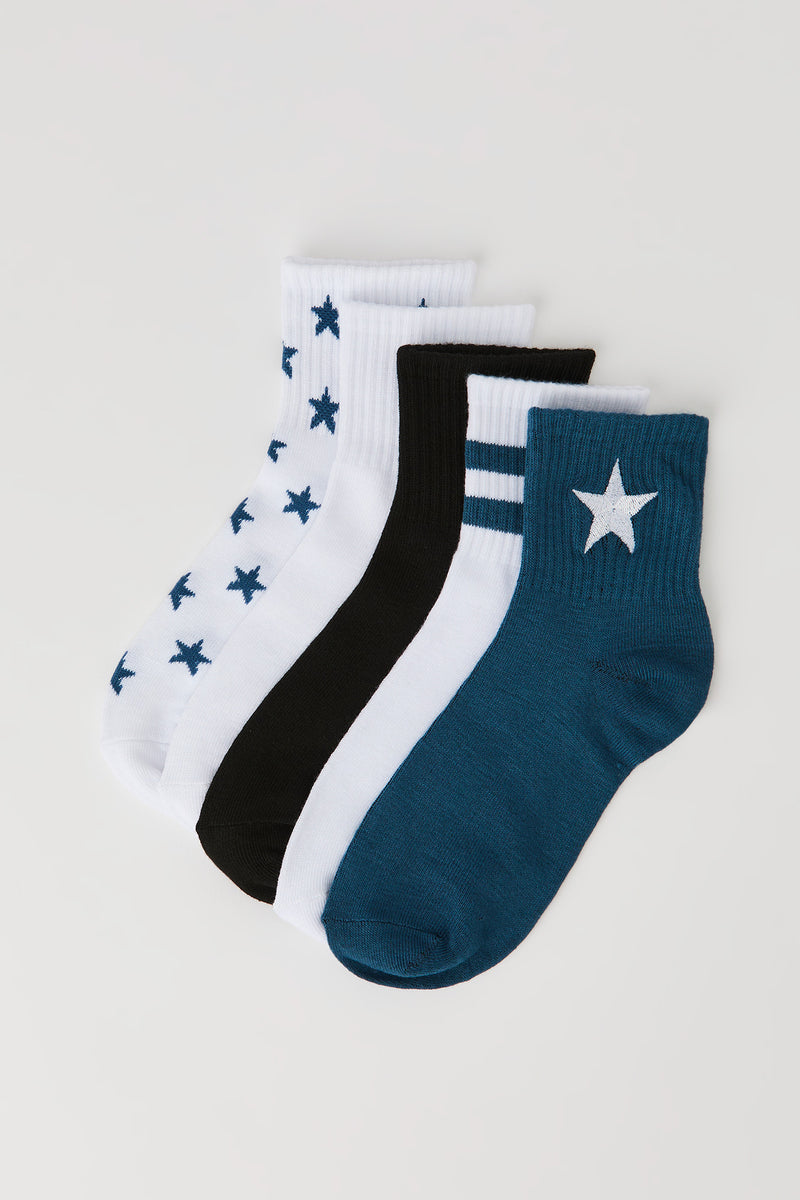 Chaussettes un quart à broderie (paquet de 5)