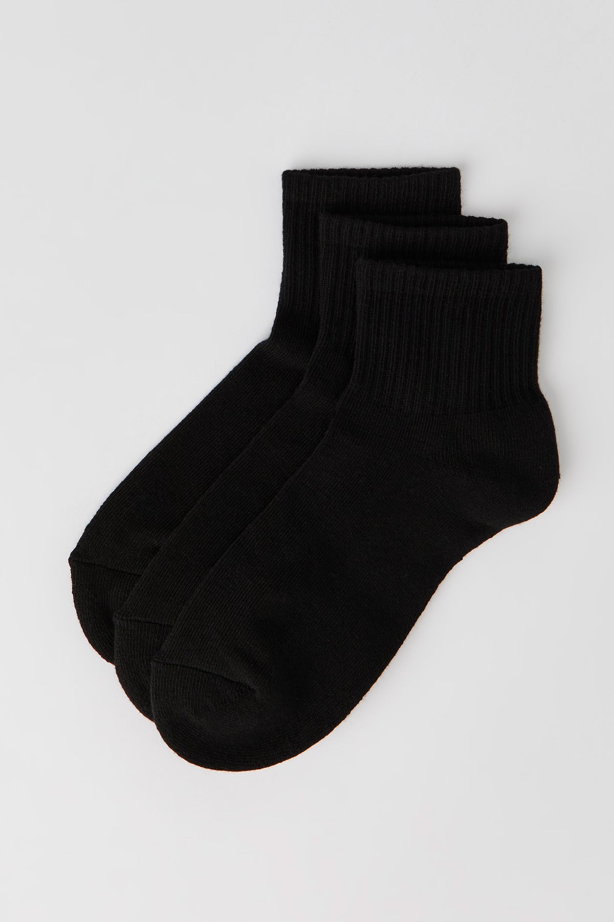 Cushion Quarter Socks (3 Pack) - Black