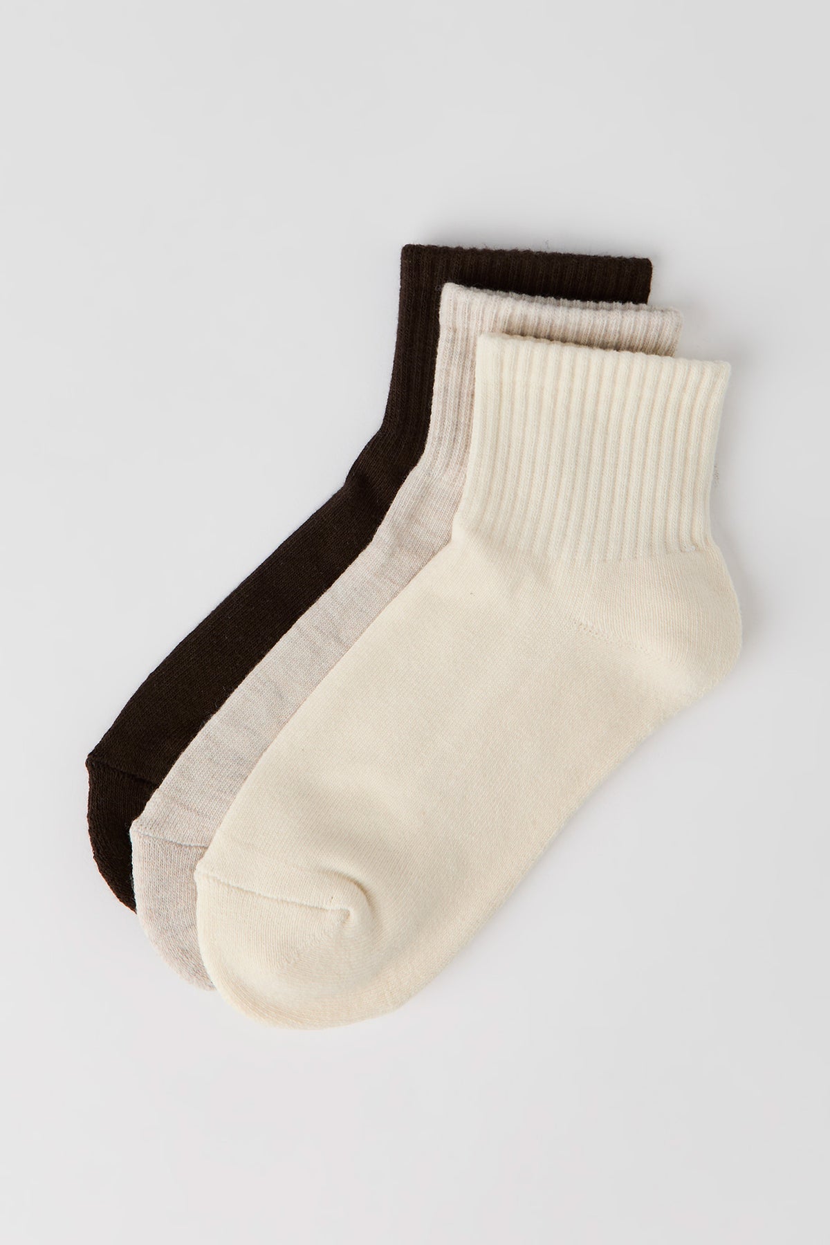 Cushion Quarter Socks (3 Pack) - Brown