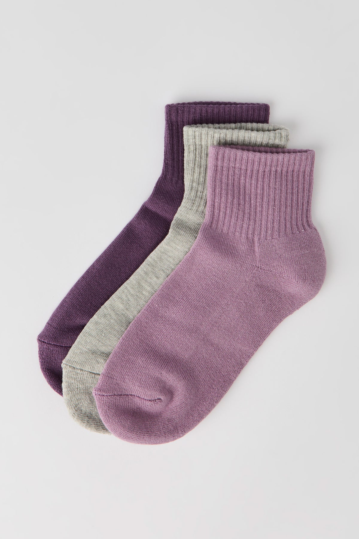 Cushion Quarter Socks (3 Pack) - Purple