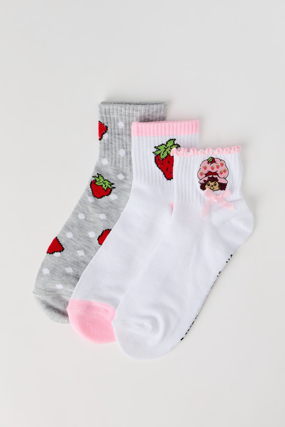 Strawberry Shortcake Quarter Socks (3 Pack) - Pink