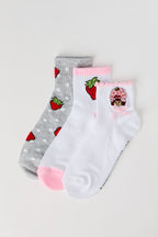 Strawberry Shortcake Quarter Socks (3 Pack)