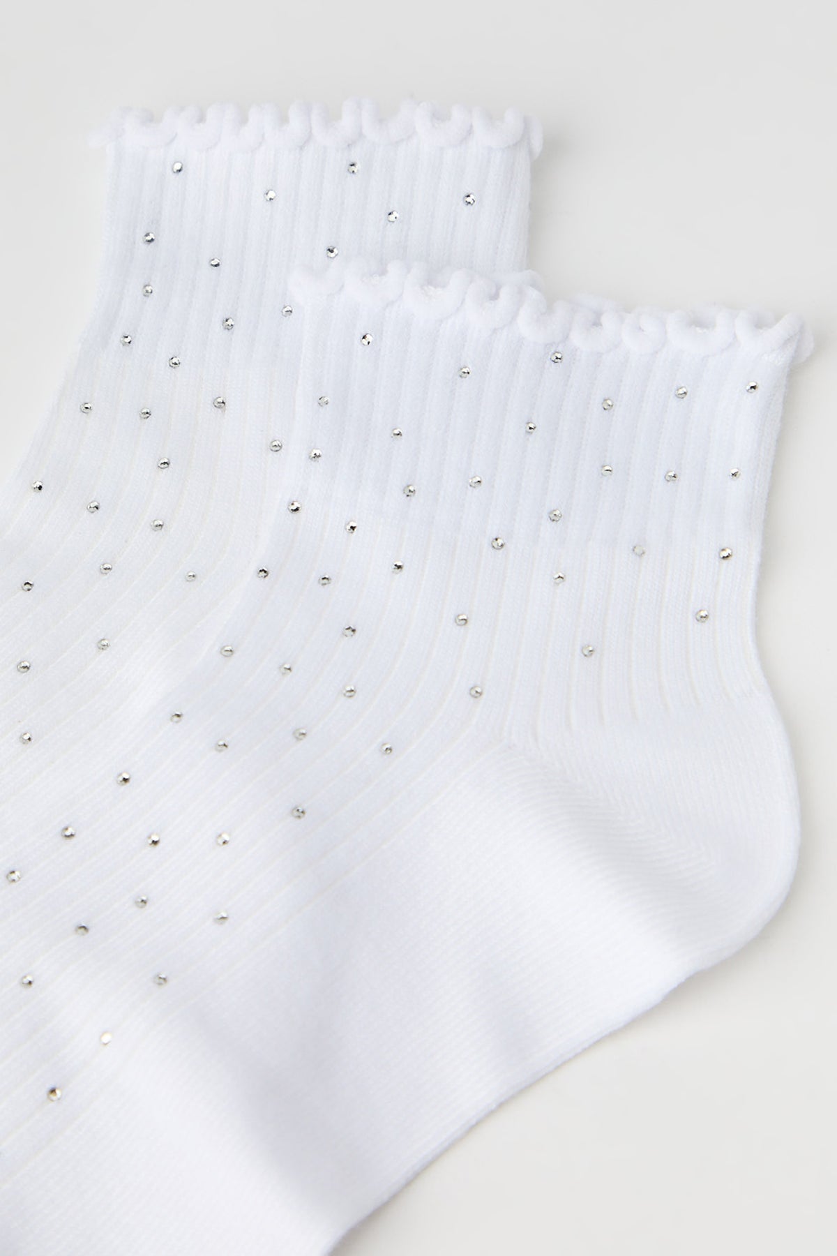 Alt View 2. Rhinestone Ruffle Socks (5 Pack) - White