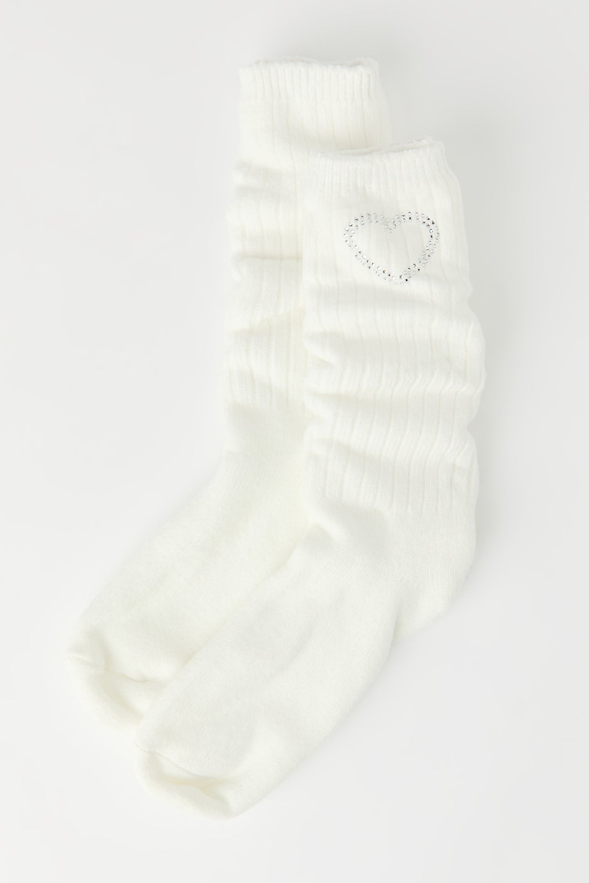 Rhinestone Slouchy Socks (2 Pack) - White