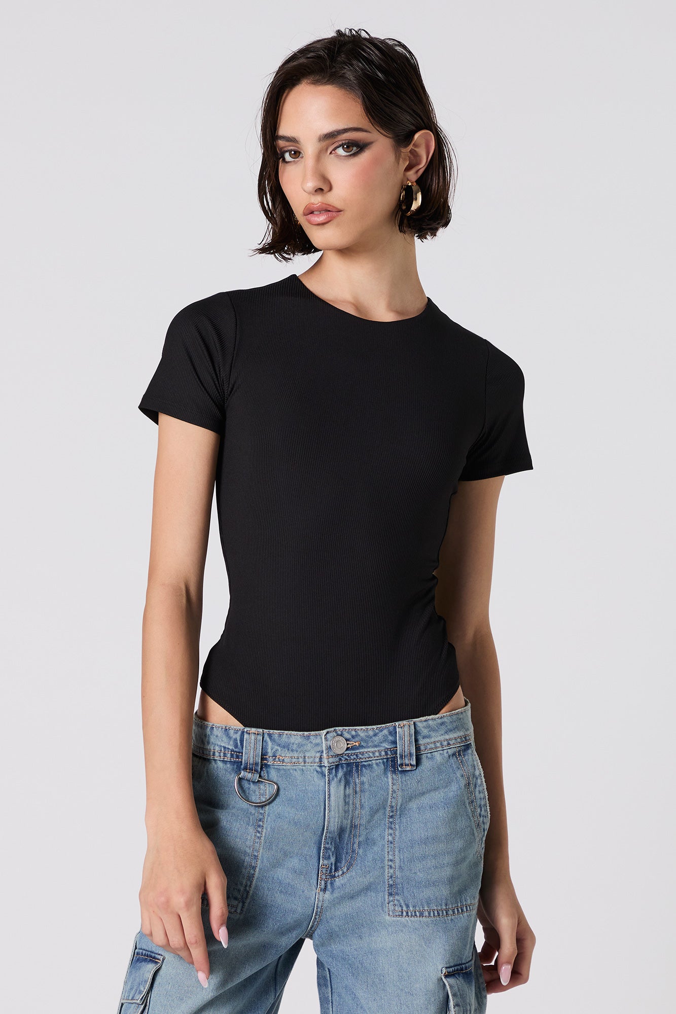 Ribbed Short Sleeve Bodysuit