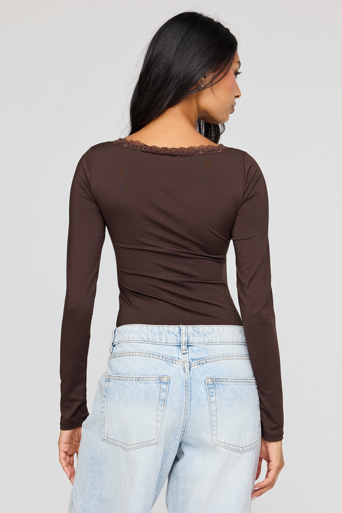 Alt View 2. Luxe Heavy Contour V-Neck Bodysuit - Brown