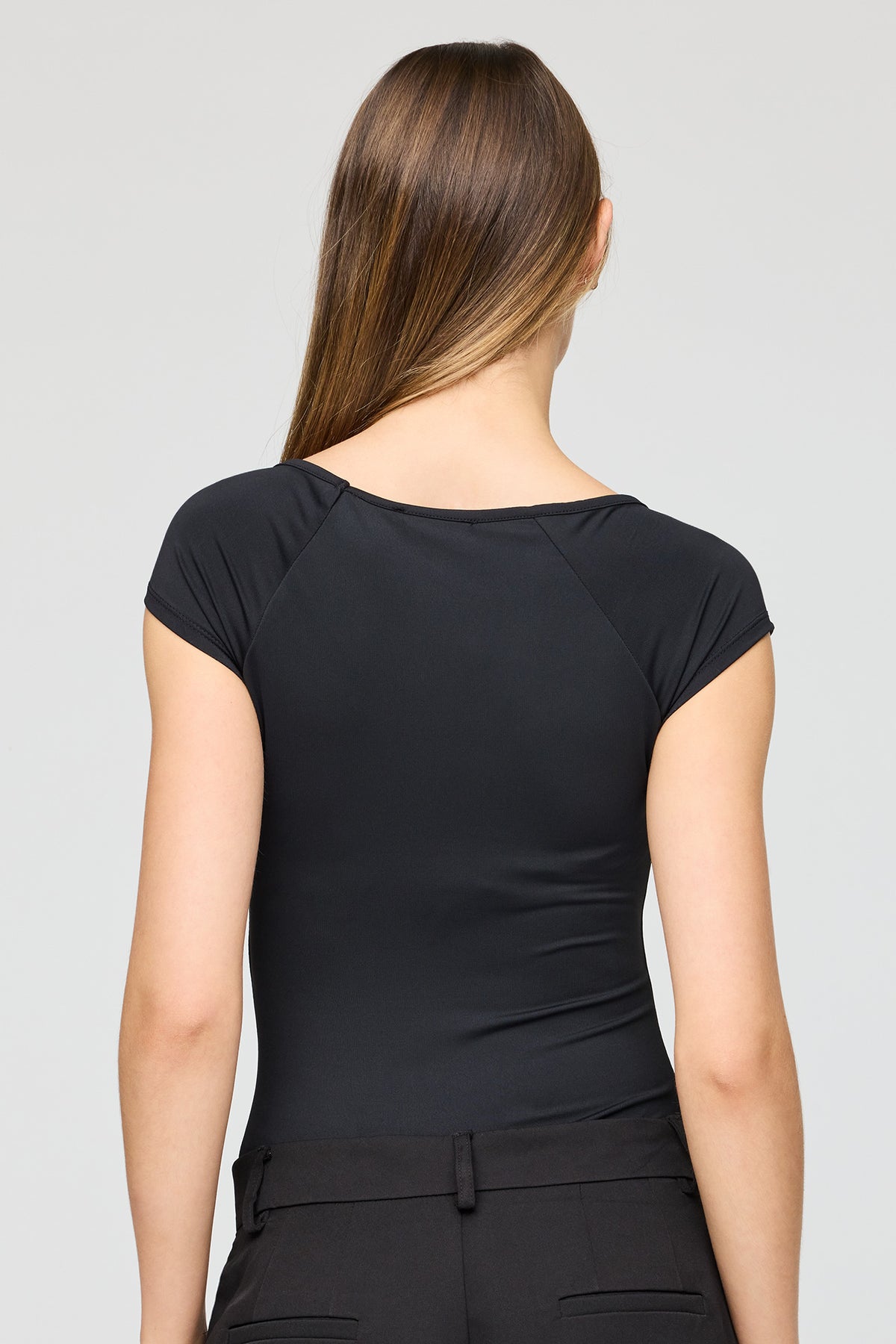 Alt View 2. Luxe Heavy Contour V-Neck Bodysuit - Black