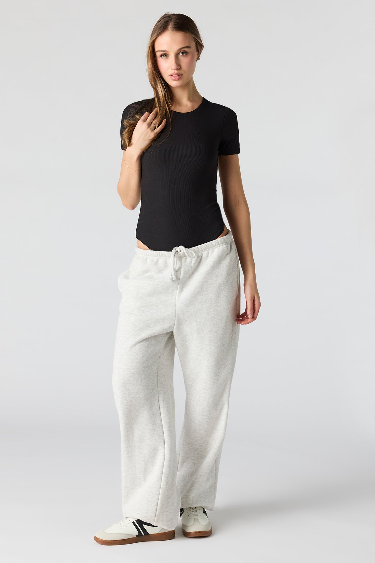Alt View 3. Ribbed T-Shirt Bodysuit - Black