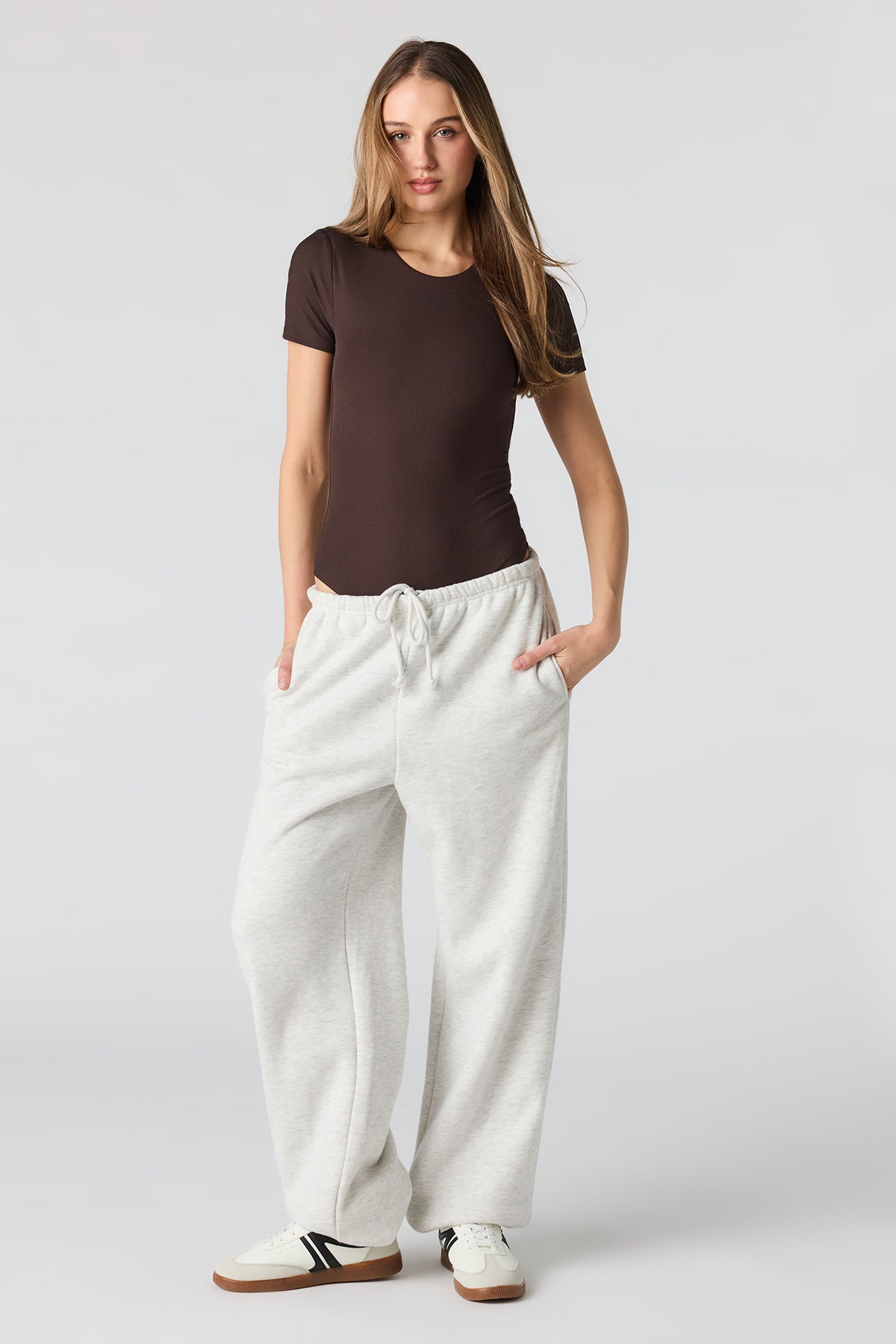 Alt View 3. Ribbed T-Shirt Bodysuit - Brown