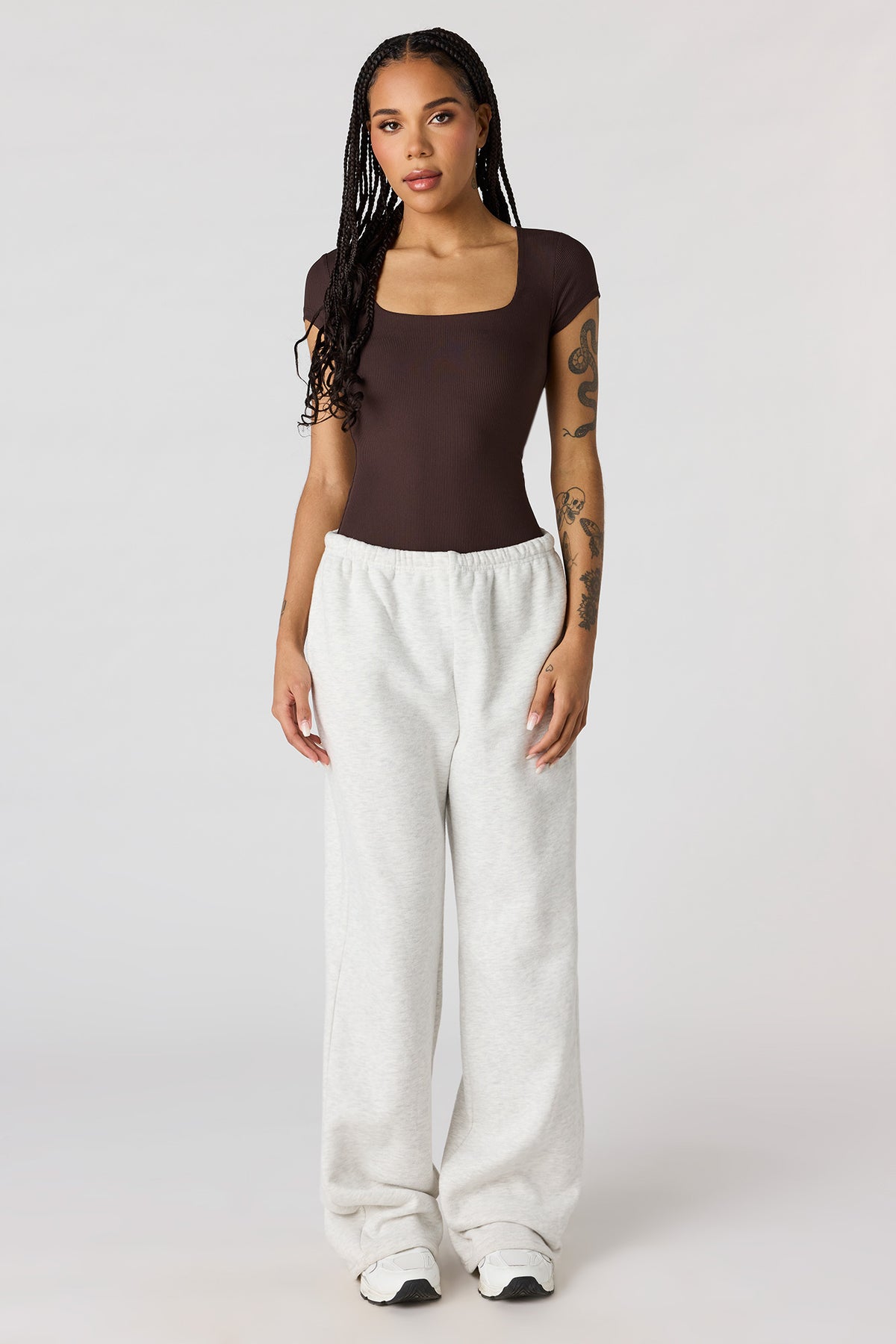 Alt View 3. Contour Ribbed Square Neck Bodysuit - Brown