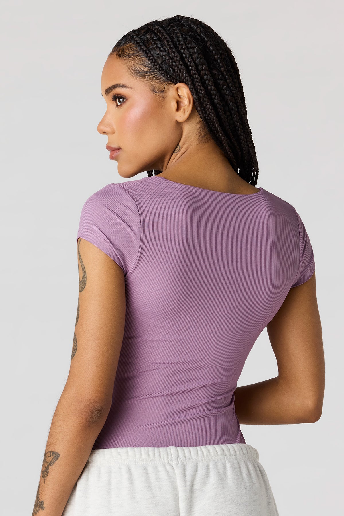 Alt View 2. Contour Ribbed Square Neck Bodysuit - Purple
