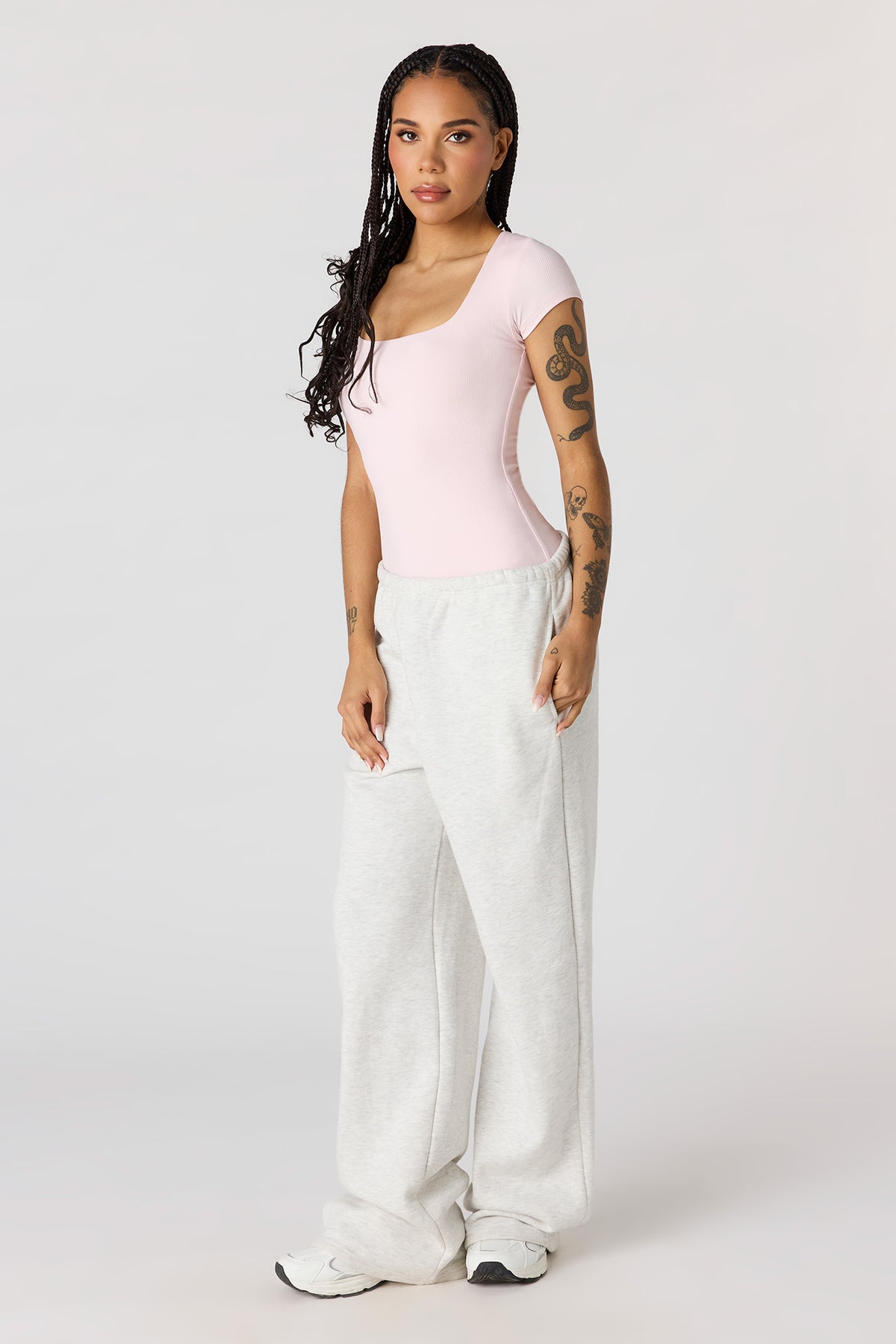 Alt View 3. Contour Ribbed Square Neck Bodysuit - Pink