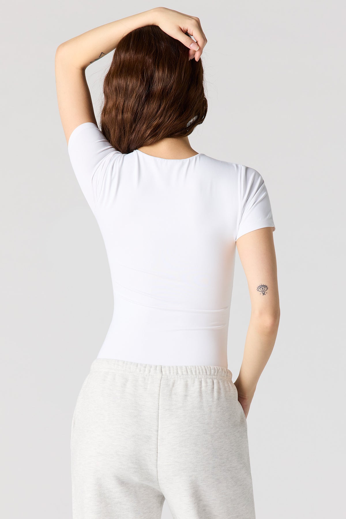 Alt View 2. Contour Crewneck Short Sleeve Bodysuit - White
