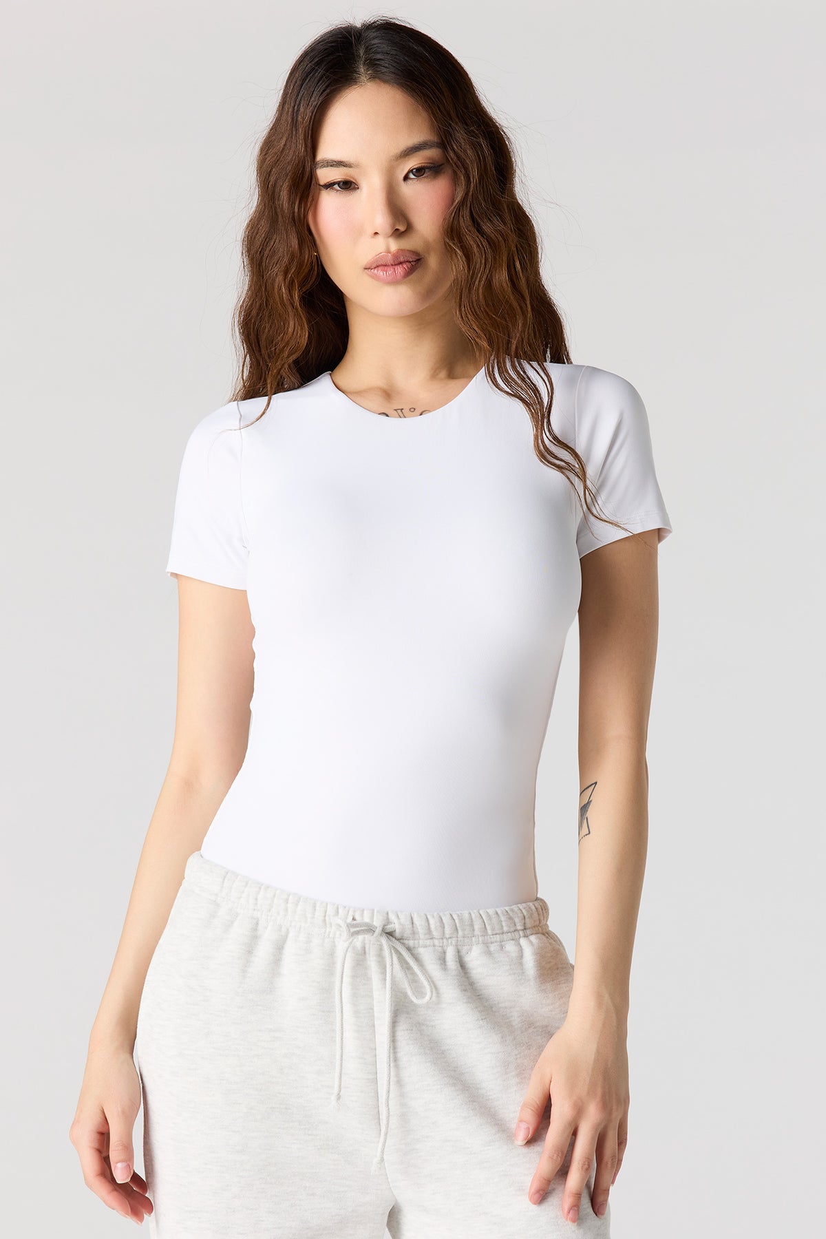 Contour Crewneck Short Sleeve Bodysuit - White