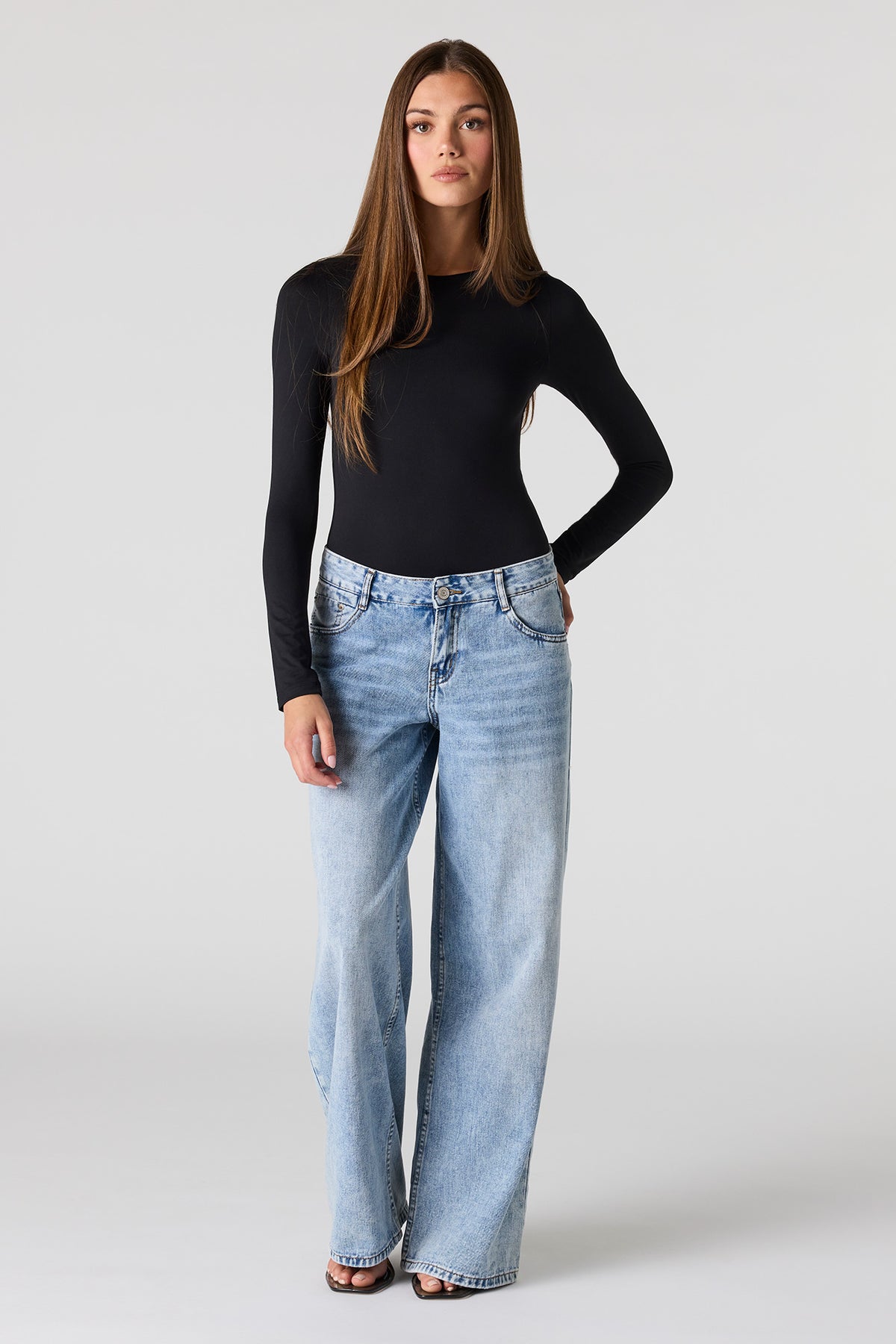 Alt View 3. Luxe Heavy Contour Long Sleeve Bodysuit - Black