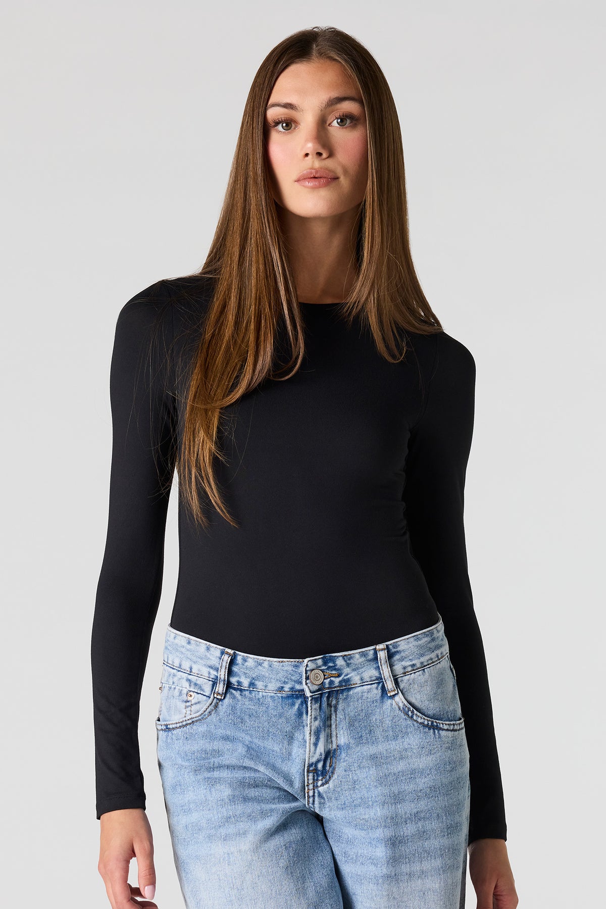 Luxe Heavy Contour Long Sleeve Bodysuit - Black