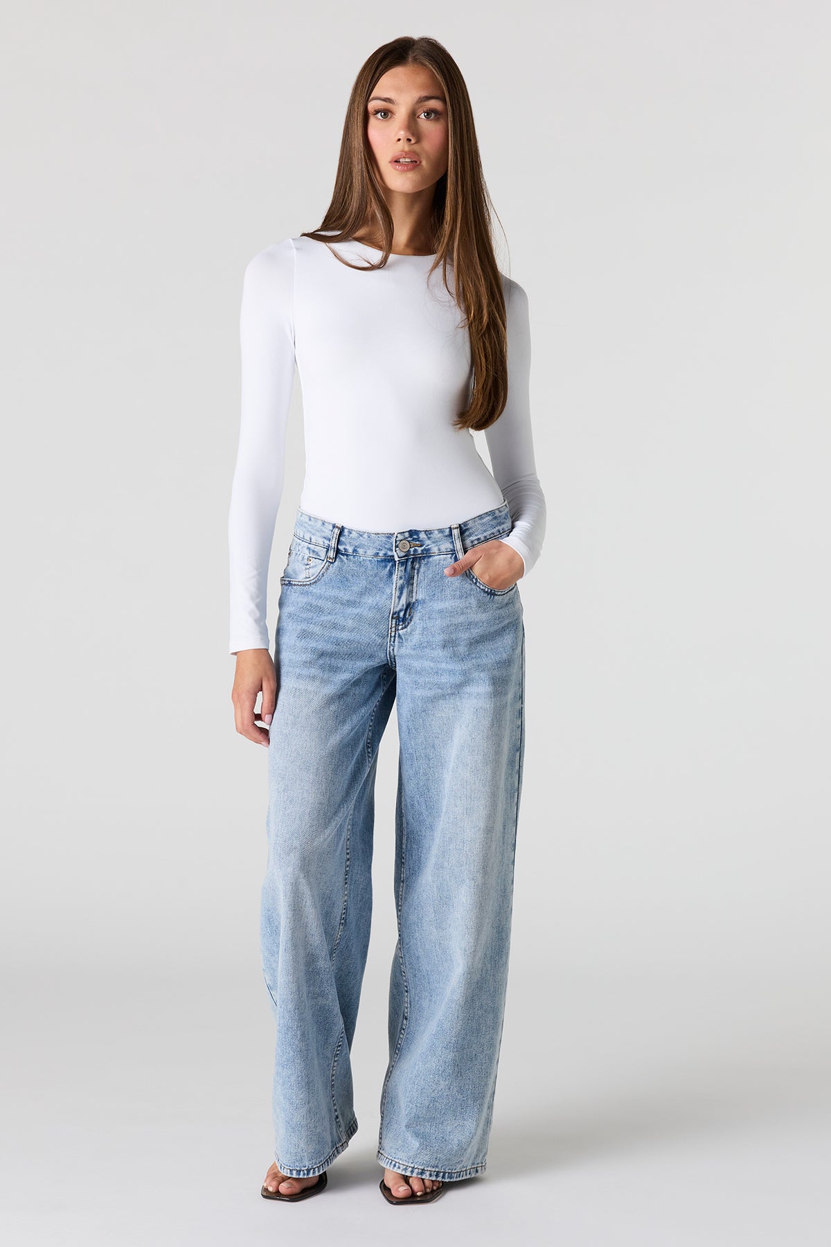 Alt View 3. Luxe Heavy Contour Long Sleeve Bodysuit - White