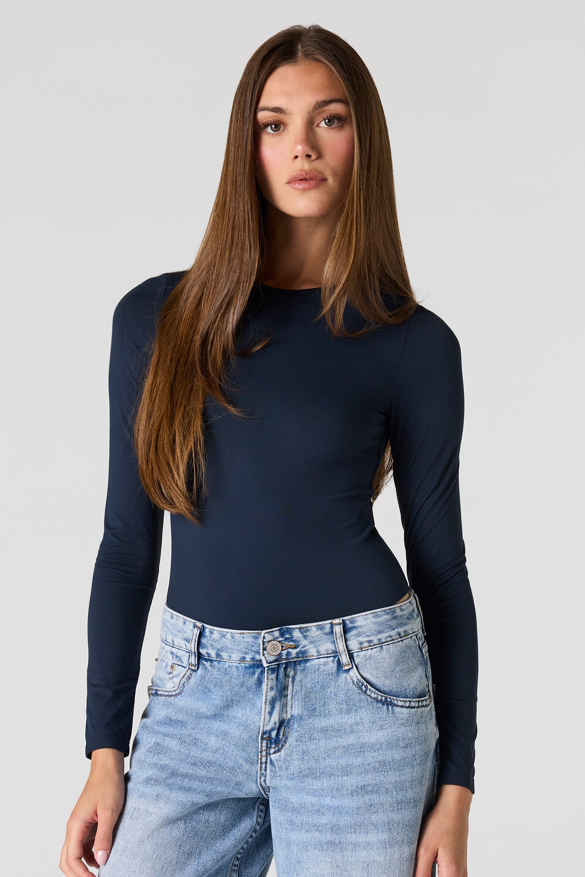 Luxe Heavy Contour Long Sleeve Bodysuit - Navy