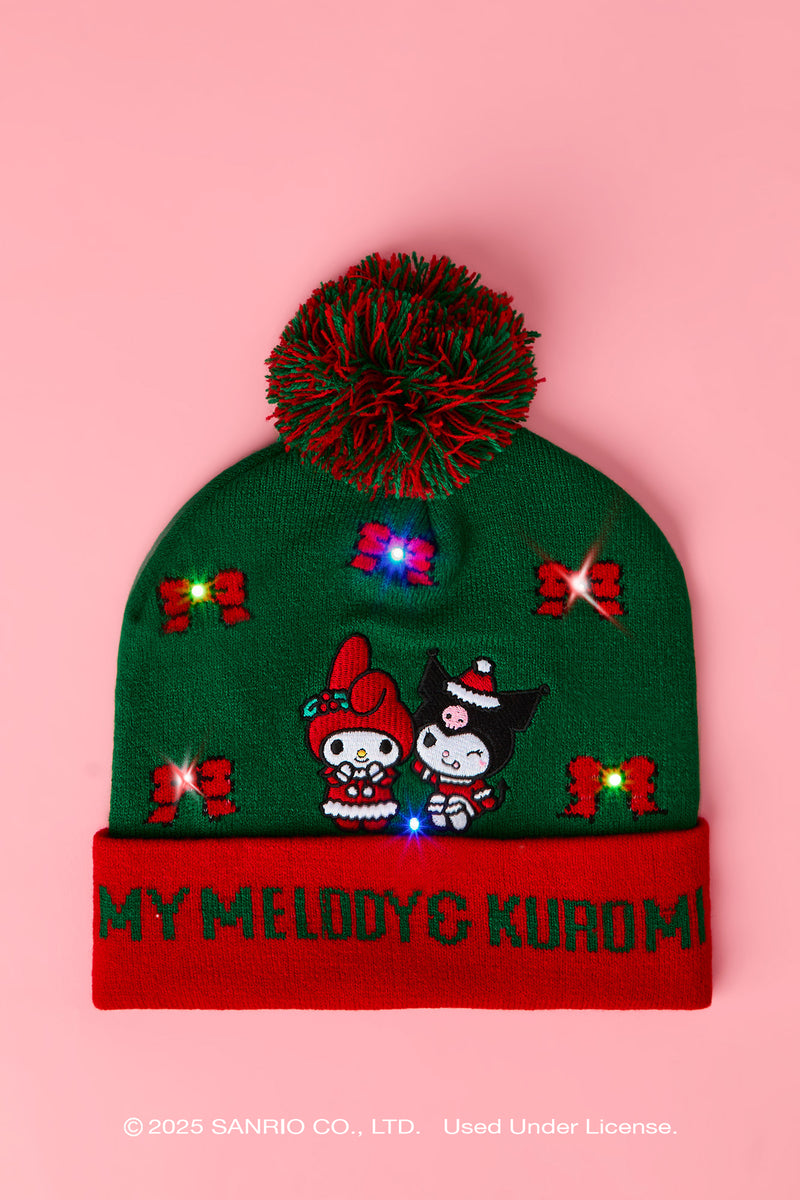 Tuque de Noël à imprimé My Melody & Kuromi illuminé