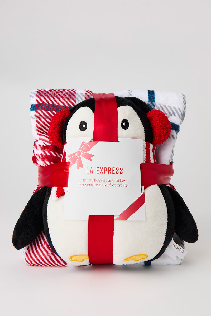 Ensemble-cadeau avec jeté et coussin de Noël