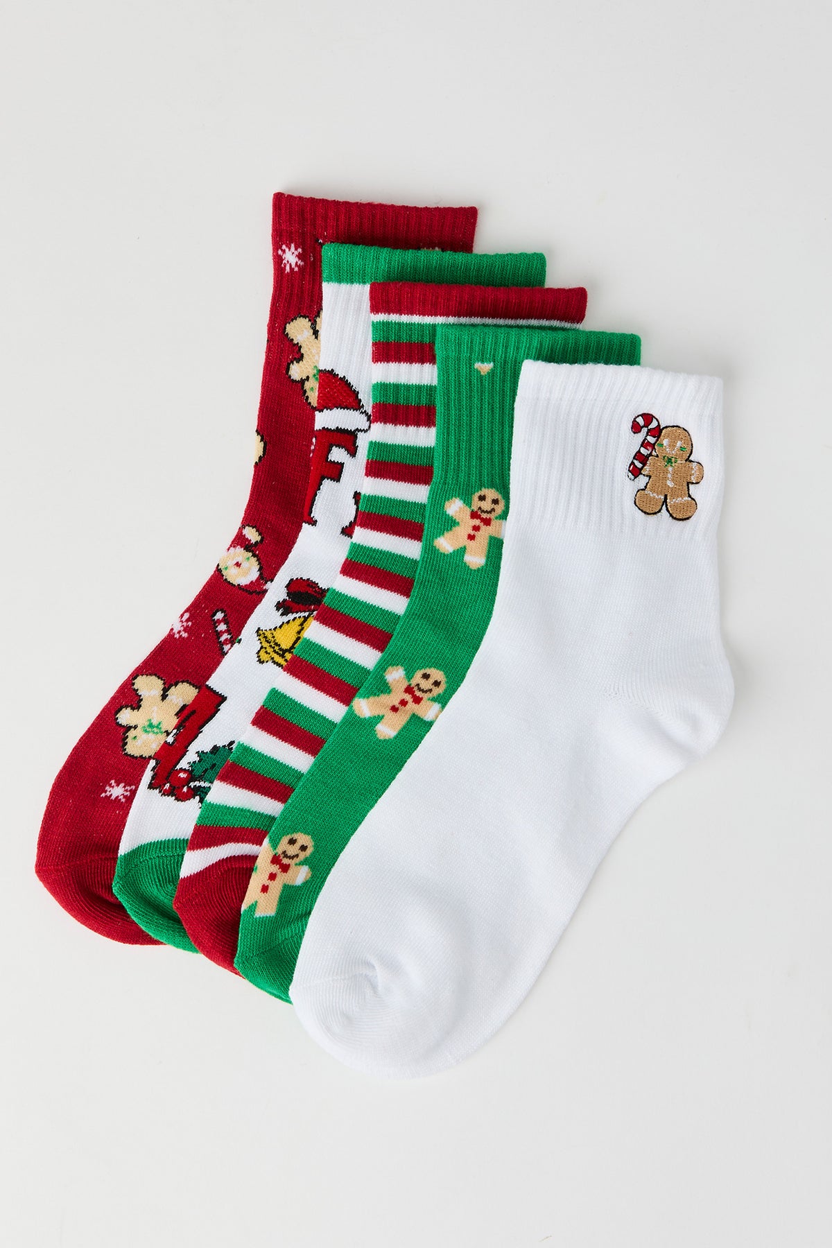 Christmas Quarter Socks (5 Pack) - Green