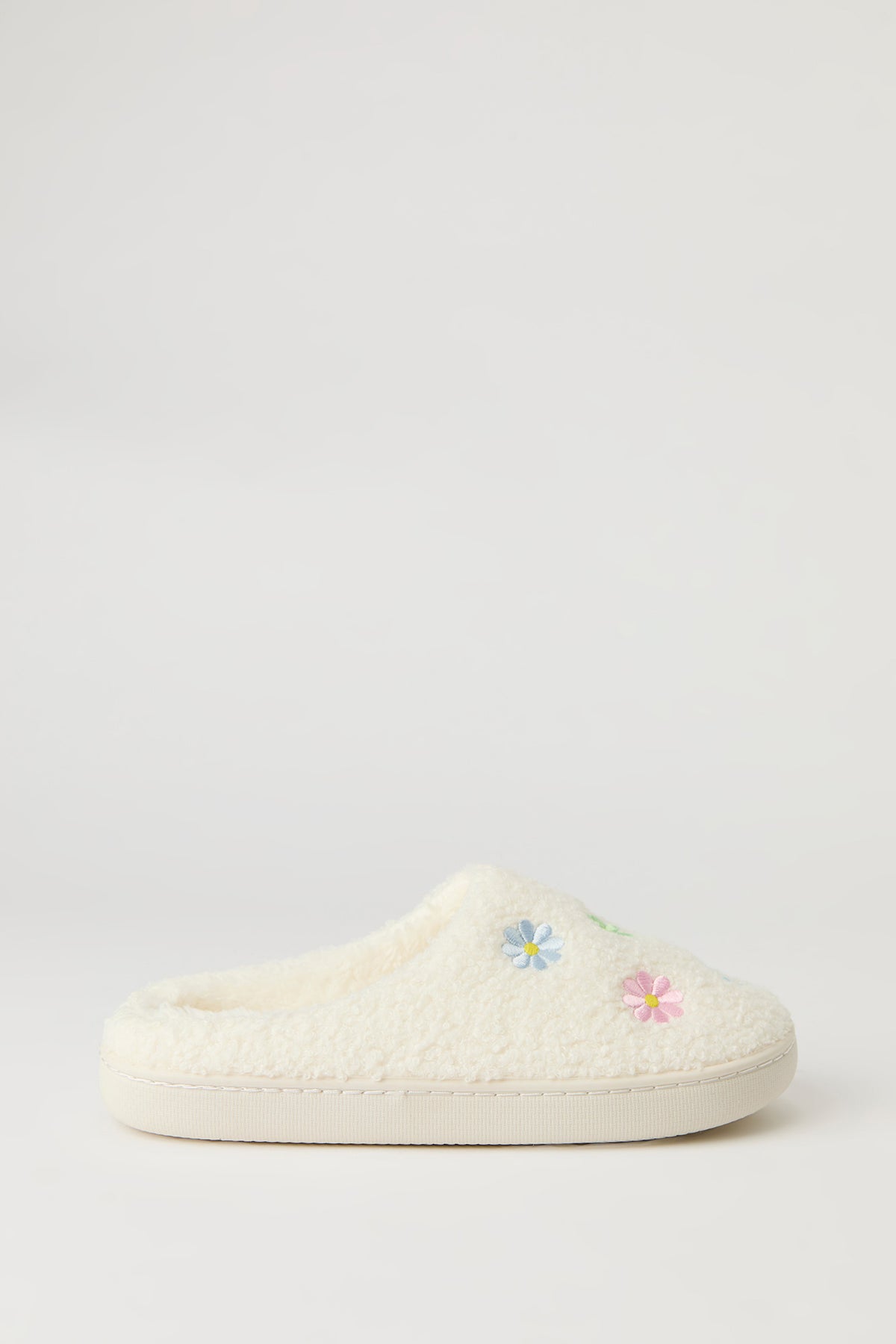 Pantoufles fleuries en Sherpa