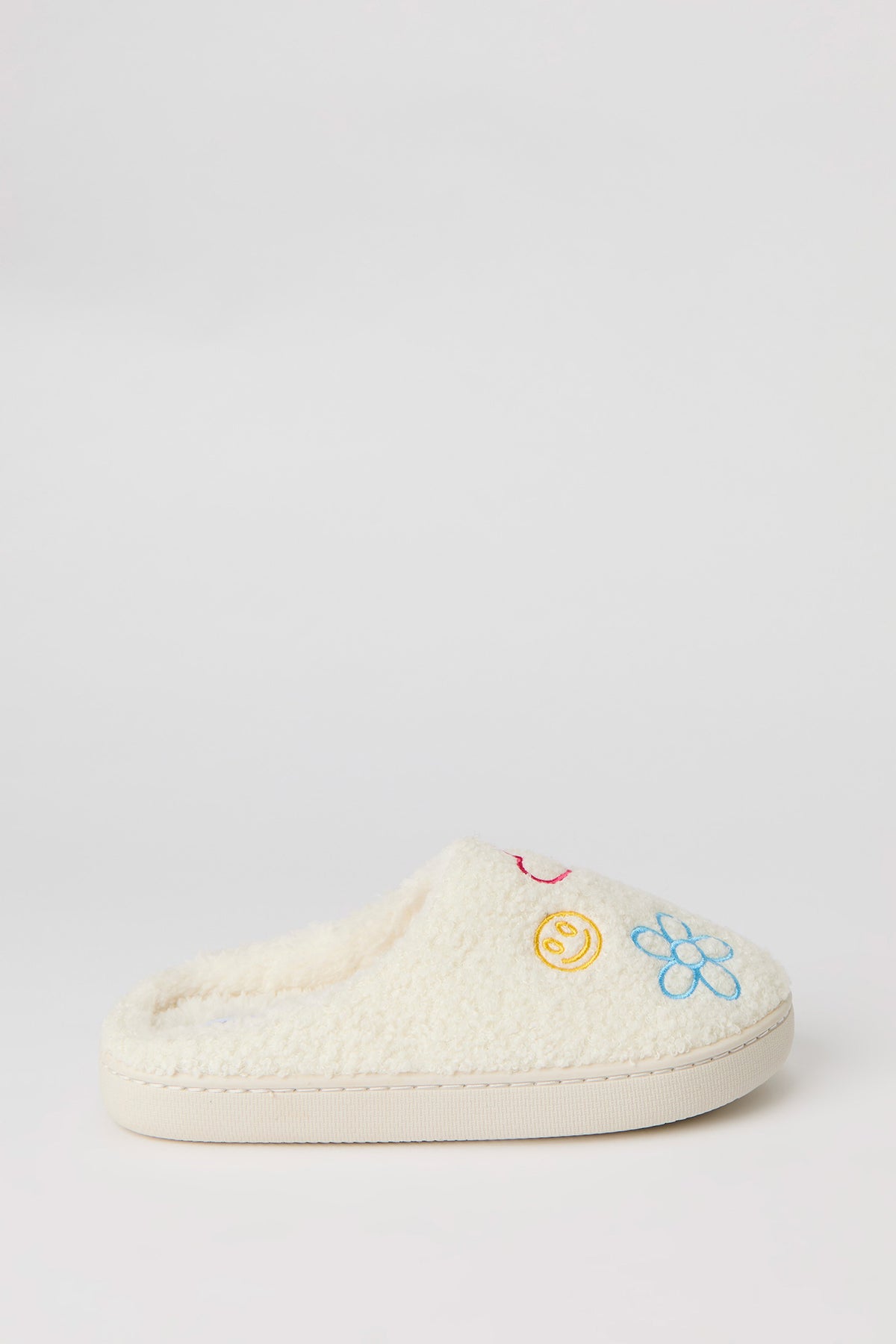 Pantoufles Coeurs fleuries en Sherpa